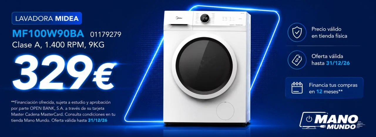 Lavadora Midea MF100W90BA por 329 €