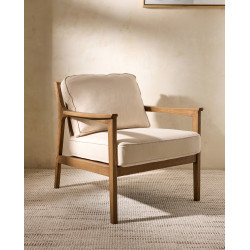 Butaca tapizada de lino y algodón Austin Beige