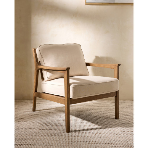 Butaca tapizada de lino y algodón Austin Beige