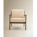 Butaca tapizada de lino y algodón Austin Beige