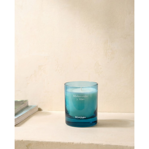 Vela aromática en vaso Melocotón y lilas Summer Collection Azul claro