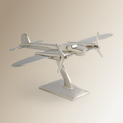 Figura decorativa Avión Bahía Mano Mundo Plata