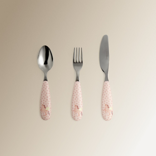 Set infantil de 3 cubiertos Unicornios Metálico