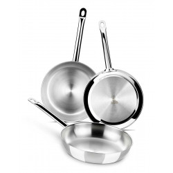 Set de 3 sartenes de acero inoxidable sin antiadherente Profesional Bra Acero