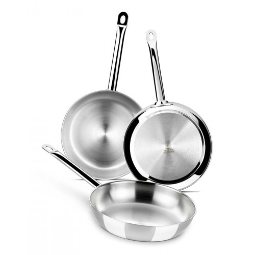 Set de 3 sartenes de acero inoxidable sin antiadherente Profesional Bra Acero