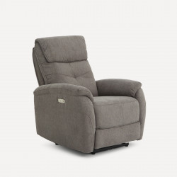 Sillón tapizado con relax eléctrico Draco Mano Mundo Gris oscuro