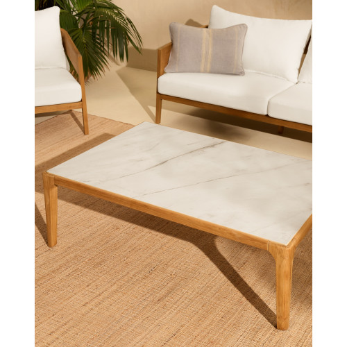 Mesa de centro de jardín de madera de teca Comporta Natural / Gris