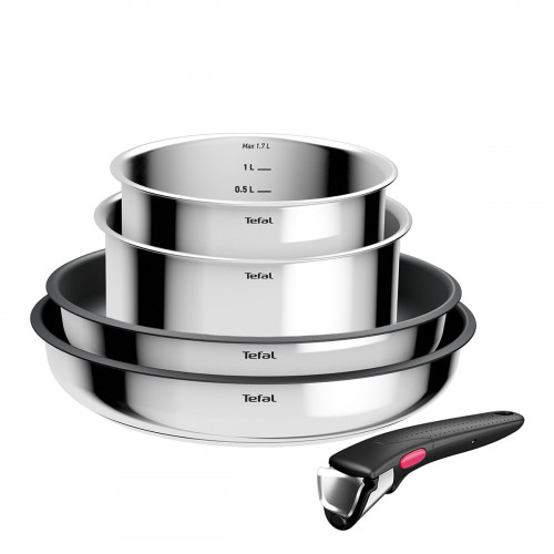 Set de 4 piezas acero inoxidable + mango extraíble Ingenio Tefal Acero