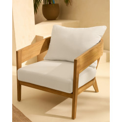 Sillón de jardín de madera de teca Comporta Blanco