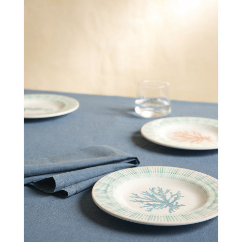 Set de 4 platos de postre de melamina para exterior Arrecife Azul claro