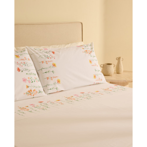 Juego de sábanas algodón Fleur Multicolor