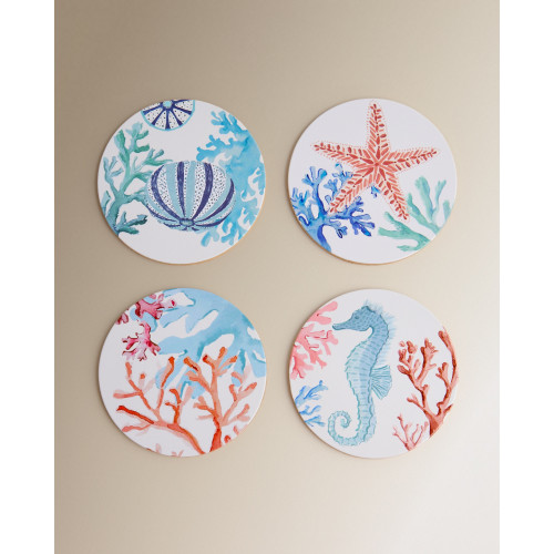 Set 4 posavasos MDF Arrecife Azul