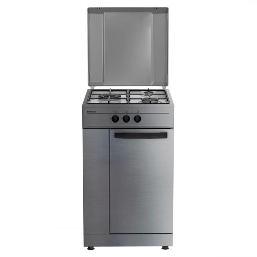 Cocina de gas Infiniton CC3AC, 3 fuegos, Portabombonas, Plata