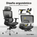 Owlotech Luxa Silla de Escritorio Ergonómica Mesh con Reposapiés Negra