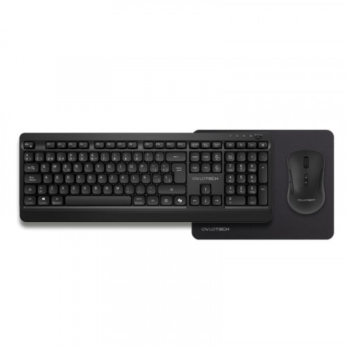 Owlotech MK300 Combo Wireless Teclado + Ratón + Alfombrilla Negros